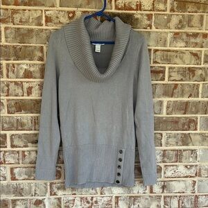White House Black Market Light Gray Cowl Neck Sweater
